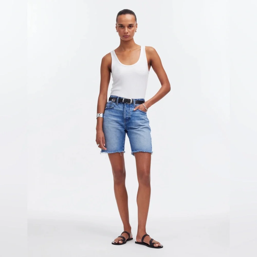 NWOT Madewell Long Denim Shorts in Pedersen Wash - 25